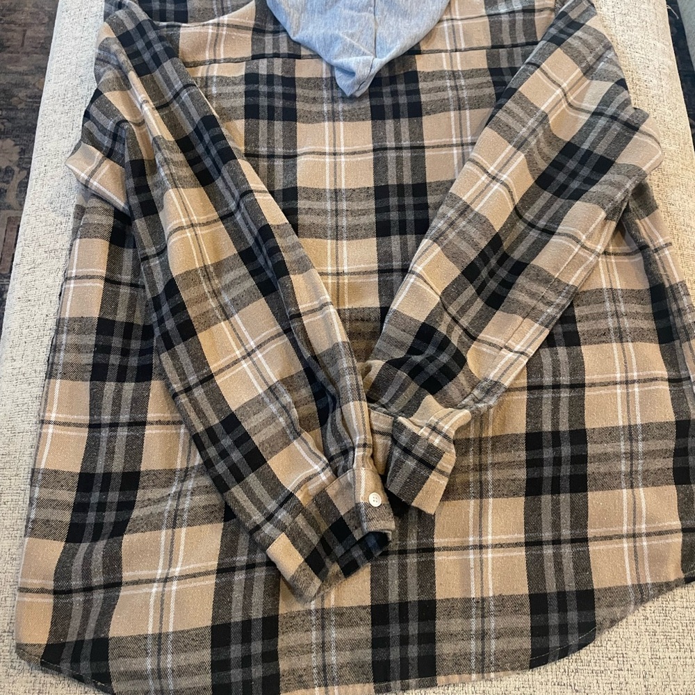 ROMWE Gray and Tan Hooded Shirt - Picture 4 of 4